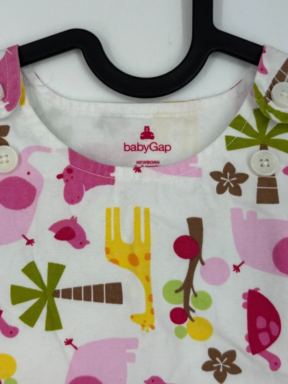Baby Gap Newborn 3 - 6 Months Sleeveless Dress Pink Yellow Animal Print Cotton